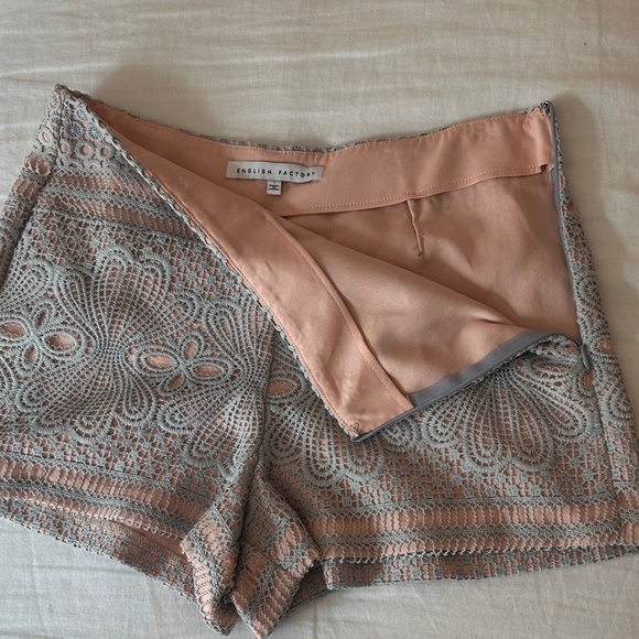 English Factory High Waist Lace Shorts - Gray and Pink - Picture 3 of 4